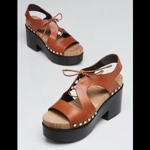 Balenciaga studded wooden platform sandals Sz 38